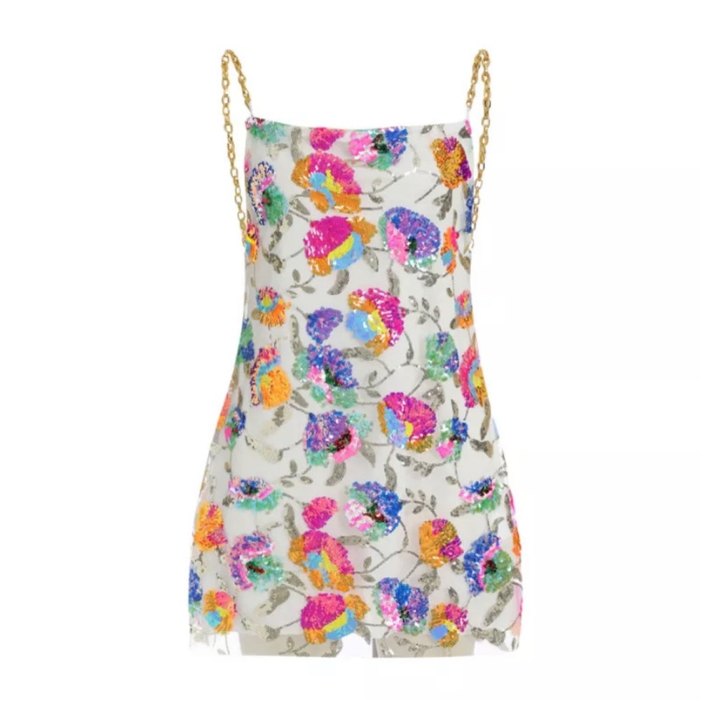 NWOT White sequin floral dress
